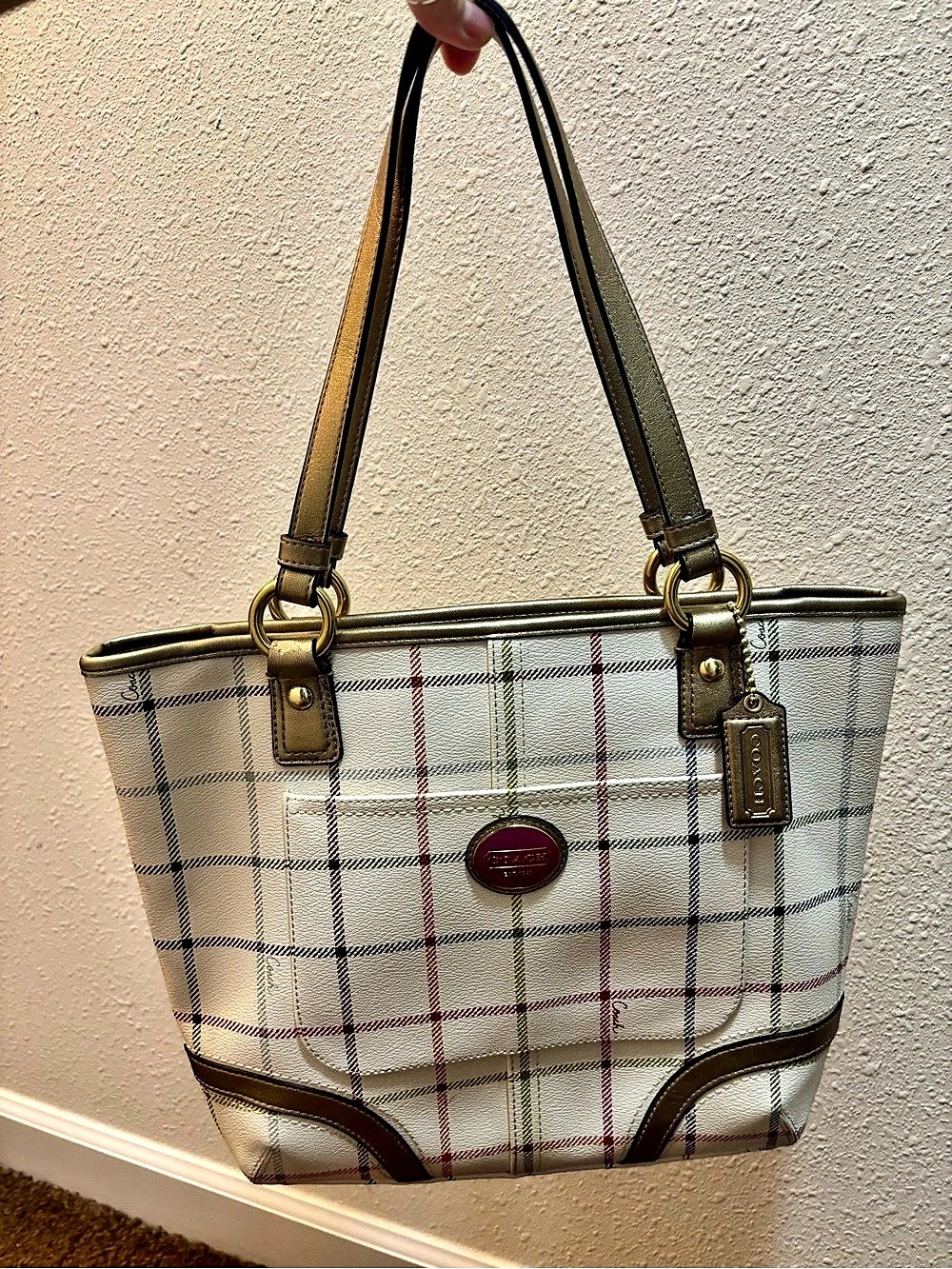 Coach Peyton Tattersall Plaid Tote